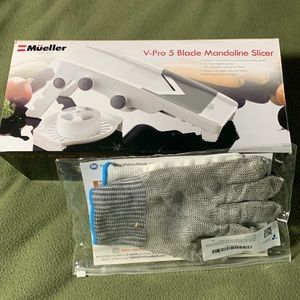 EUC Mueller V-Pro 5 Blade Mandoline Slicer w/ Tairoad safety glove size M